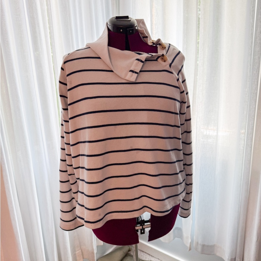 J. Crew Striped Funnelneck Pullover
